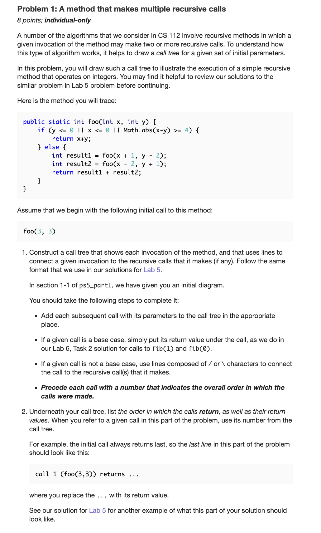 Problem 1 : A method that makes multiple