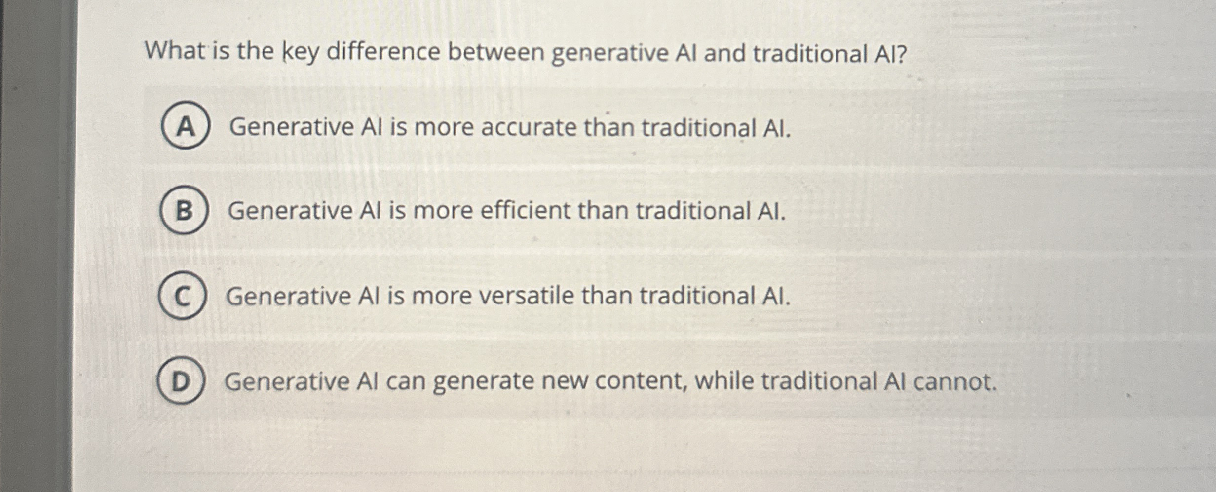 What is the key difference between generative AI