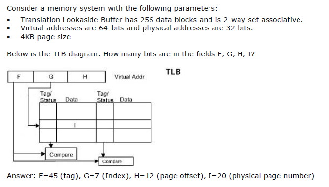Consider a memory system with the following