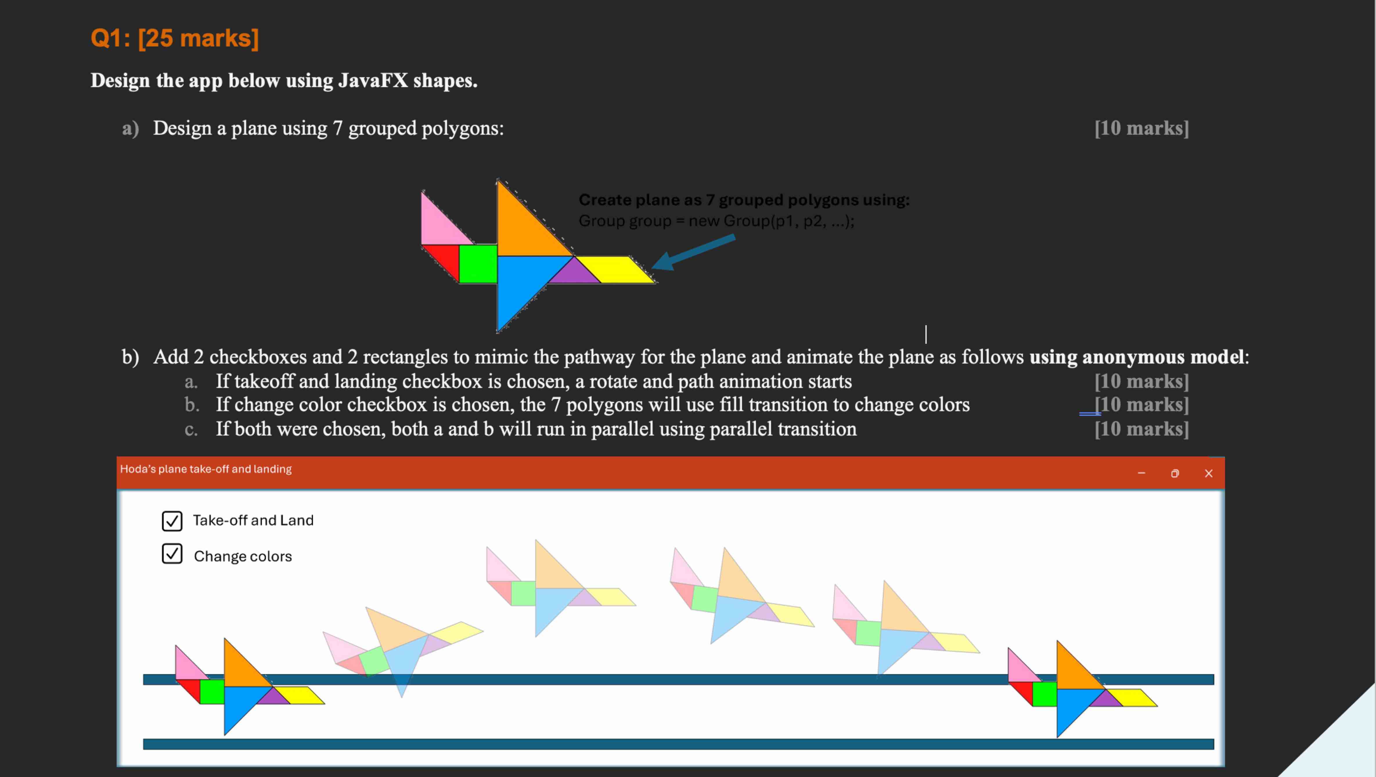 Q 1 : [ 2 5 marks ] Design the app below using