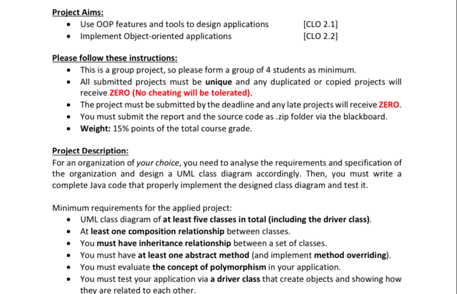 Project Aims: Use OOP features and tools to