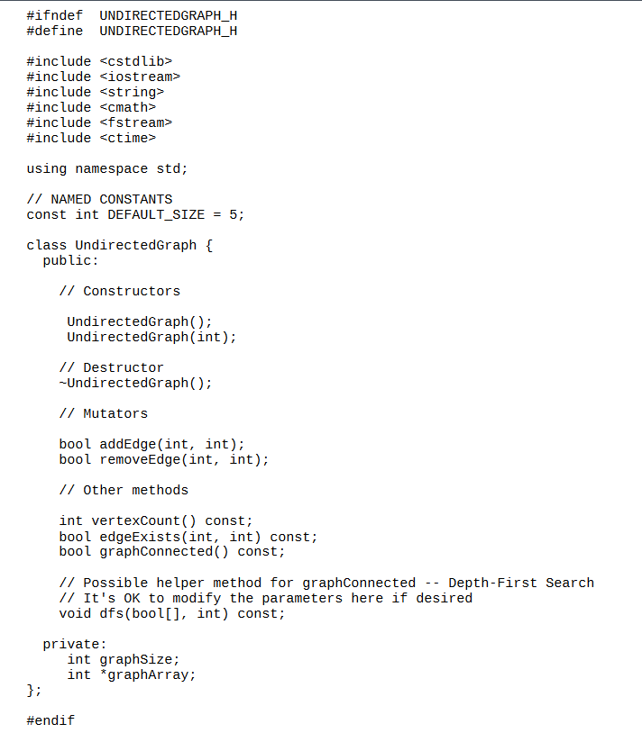 UndirectedGraph class ( do NOT use an existing