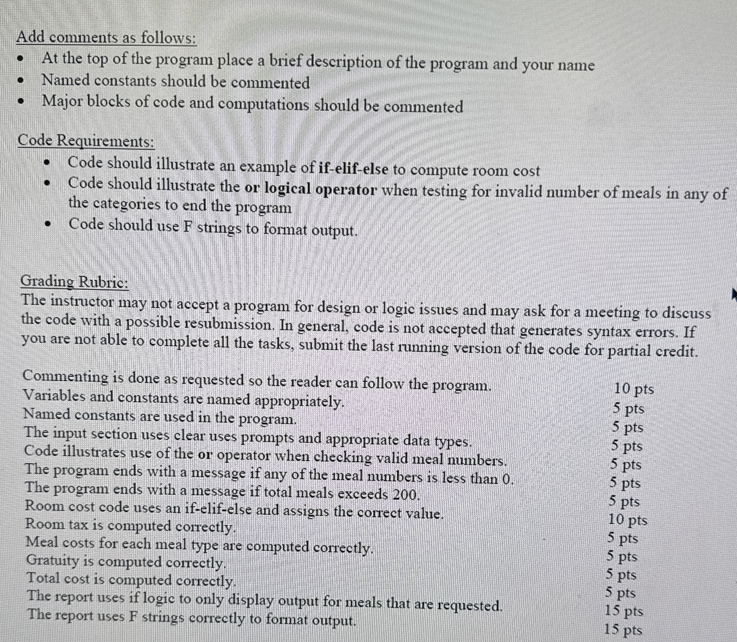 A caterer has asked you to write a program to