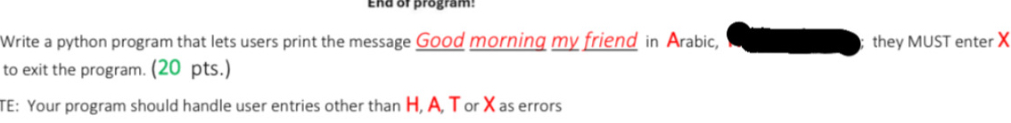 Write a python program that lets users print the