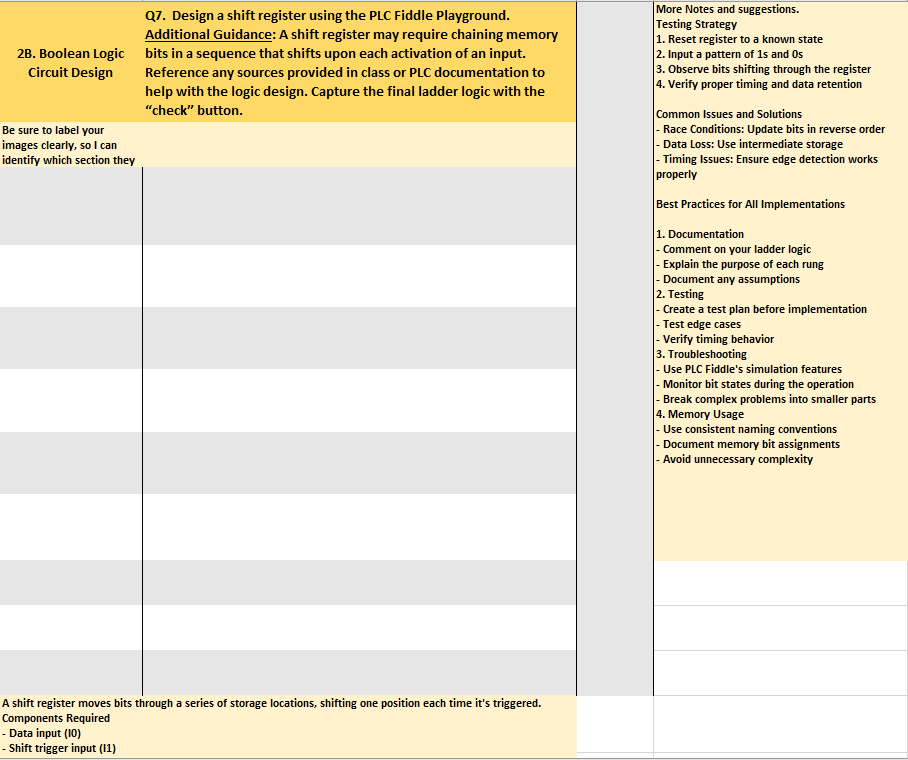 Q 7 . Design a shift register using the PLC