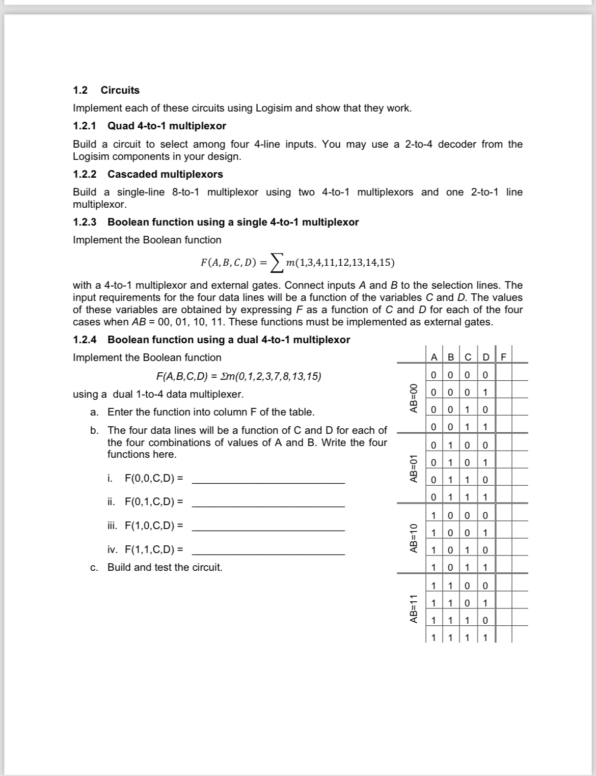 1 . 2 Circuits Implement each of these circuits