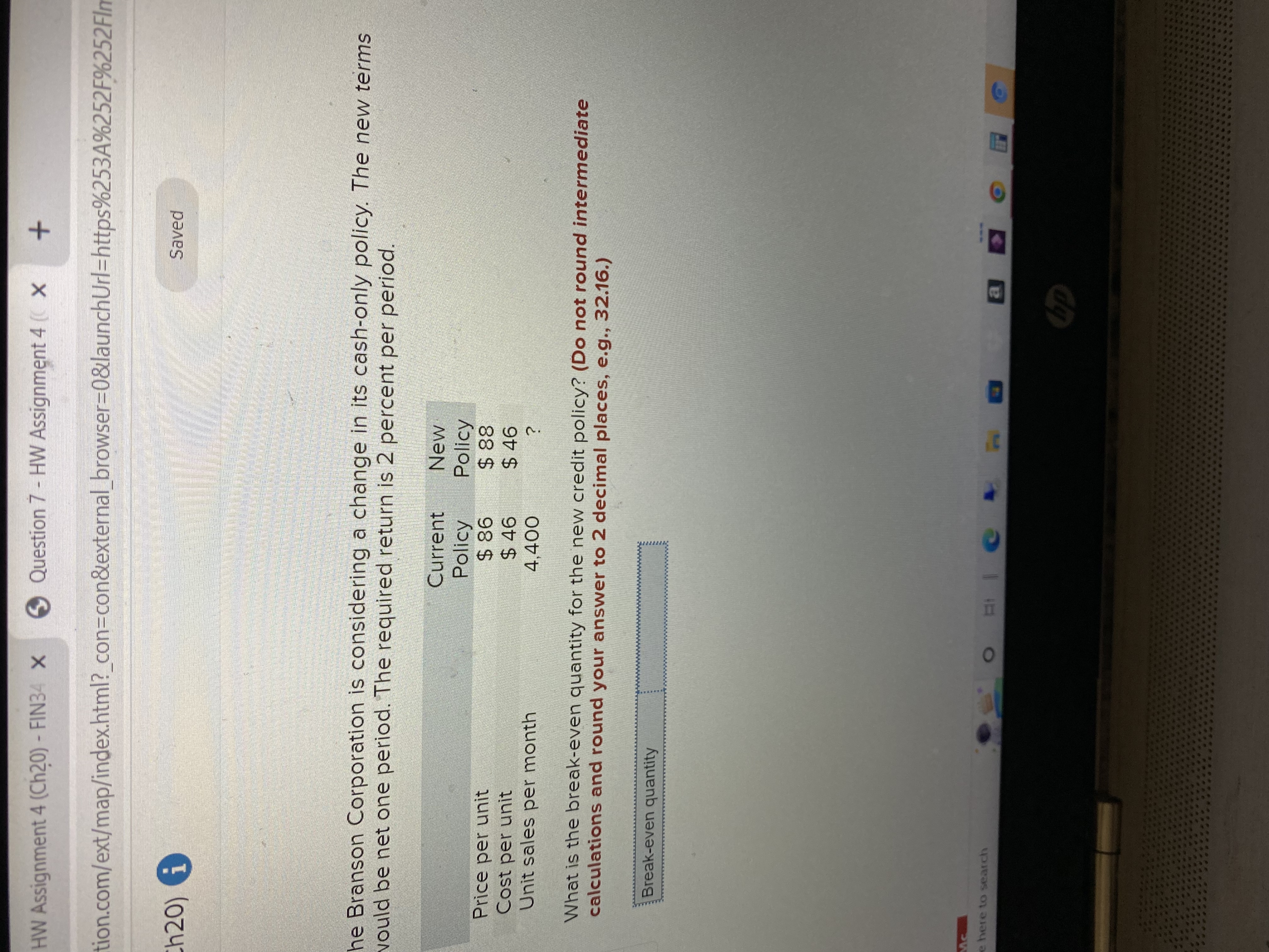 HW Assignment 4 (Ch20) - FIN34 x Question 7 - HW