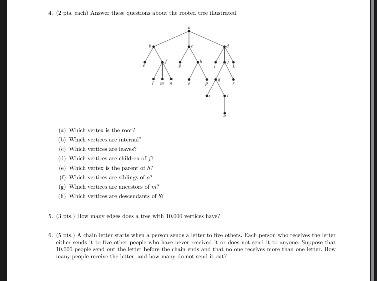 ( 2 pts . each ) Answer these questions about the