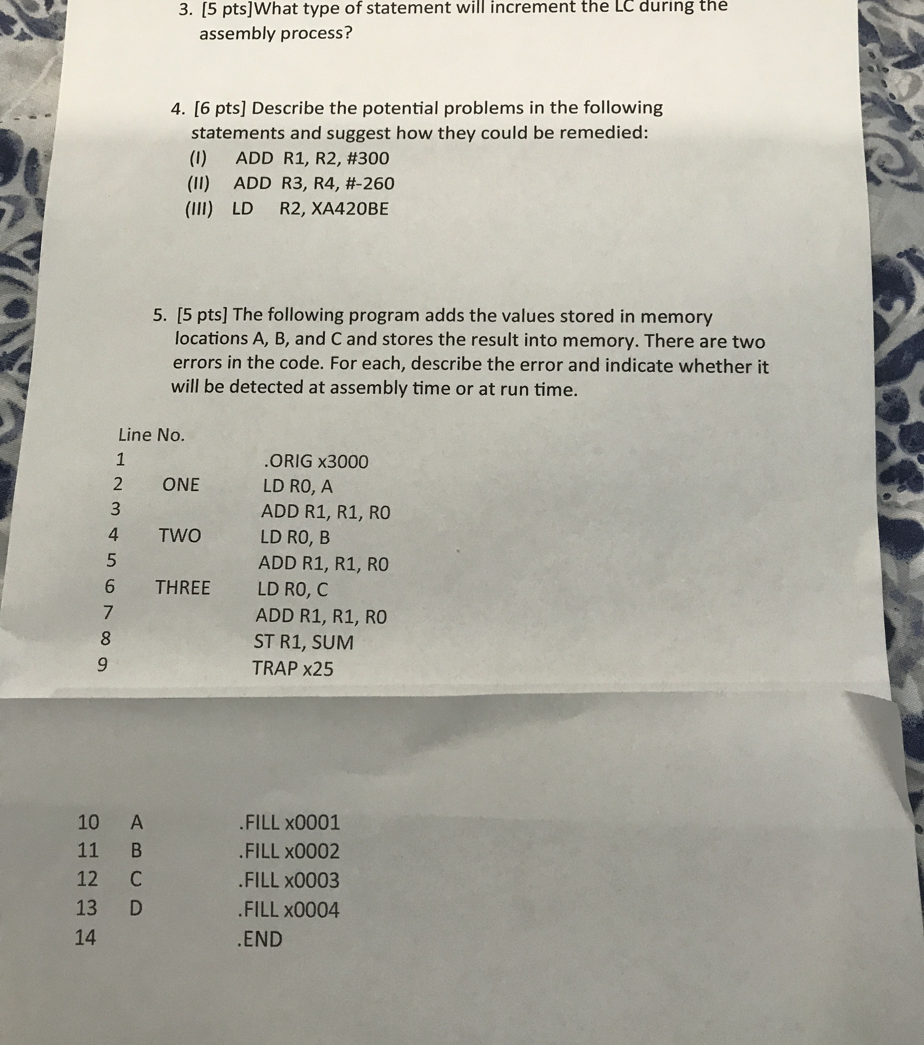 [ 6 pts ] Describe the potential problems in the