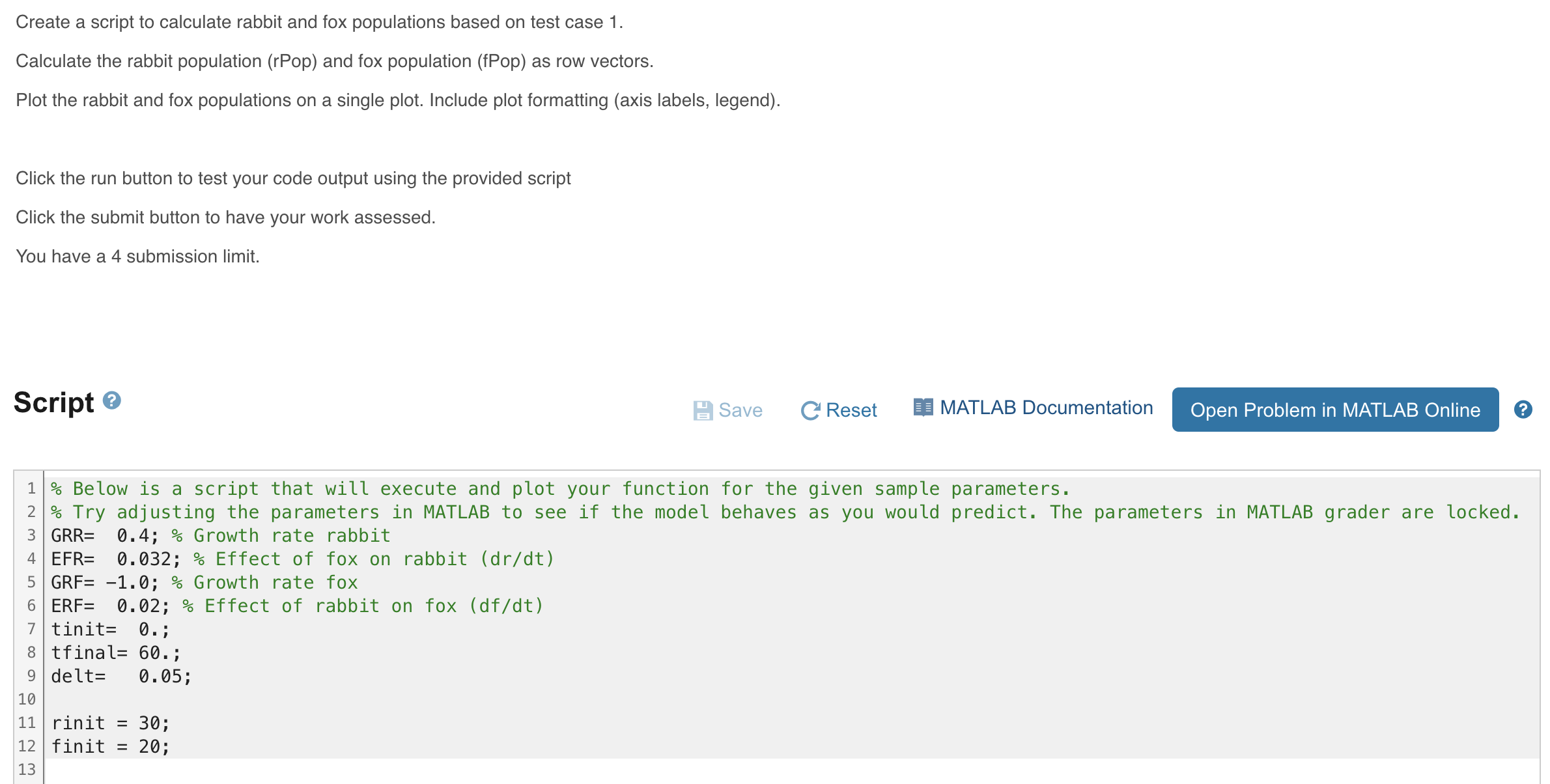 Create a script to calculate rabbit and fox