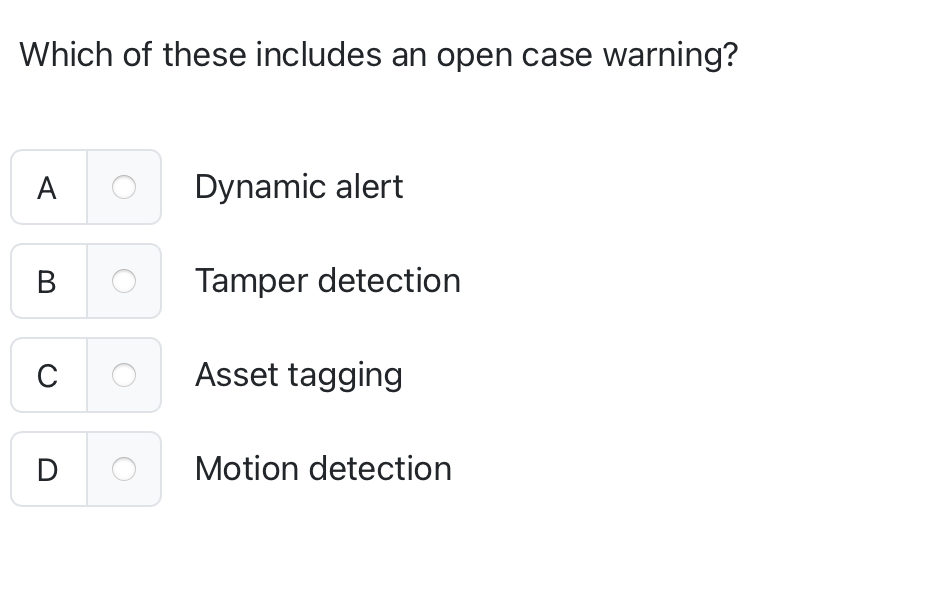 Which of these includes an open case warning?