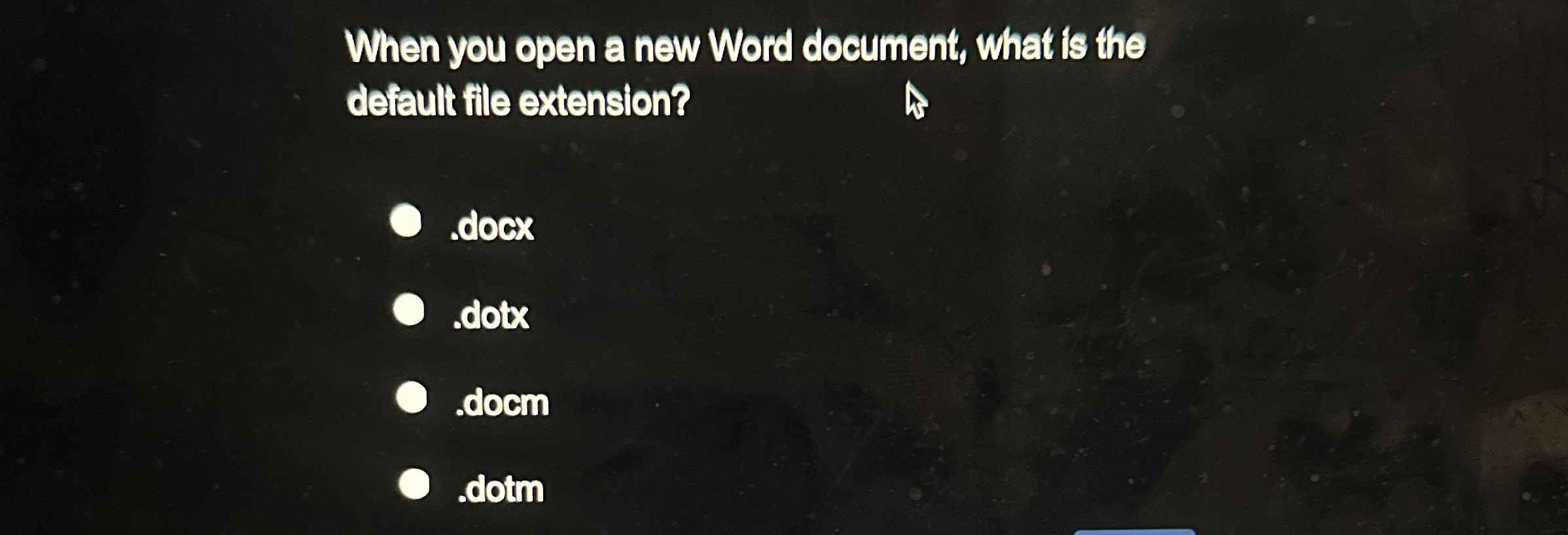 When you open a new Word document, what is the