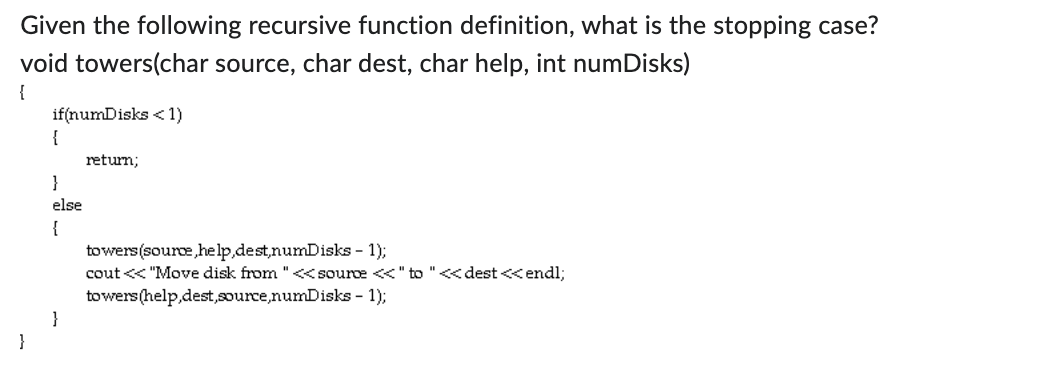 Given the following recursive function