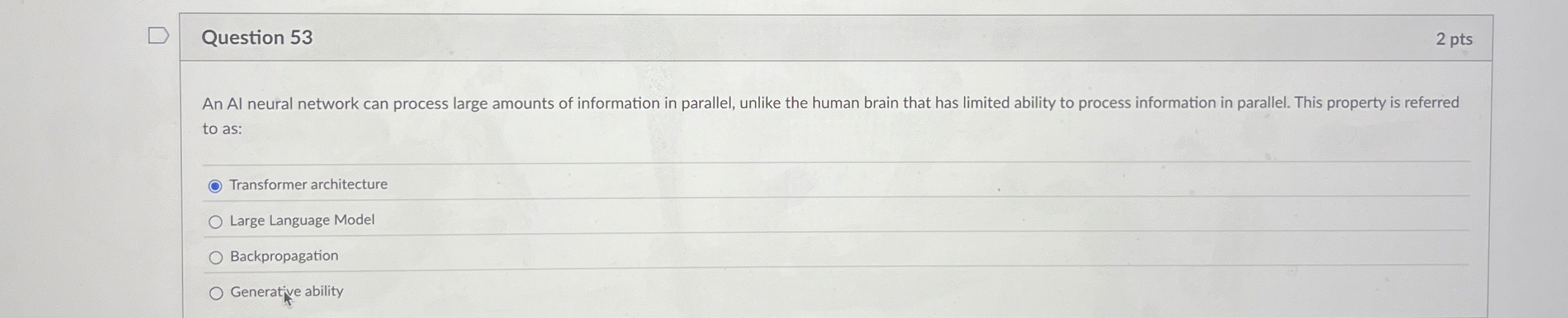 Question 5 3 An AI neural network can process