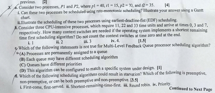 3 . a . Consider two processes, \ ( P 1 \ ) and \
