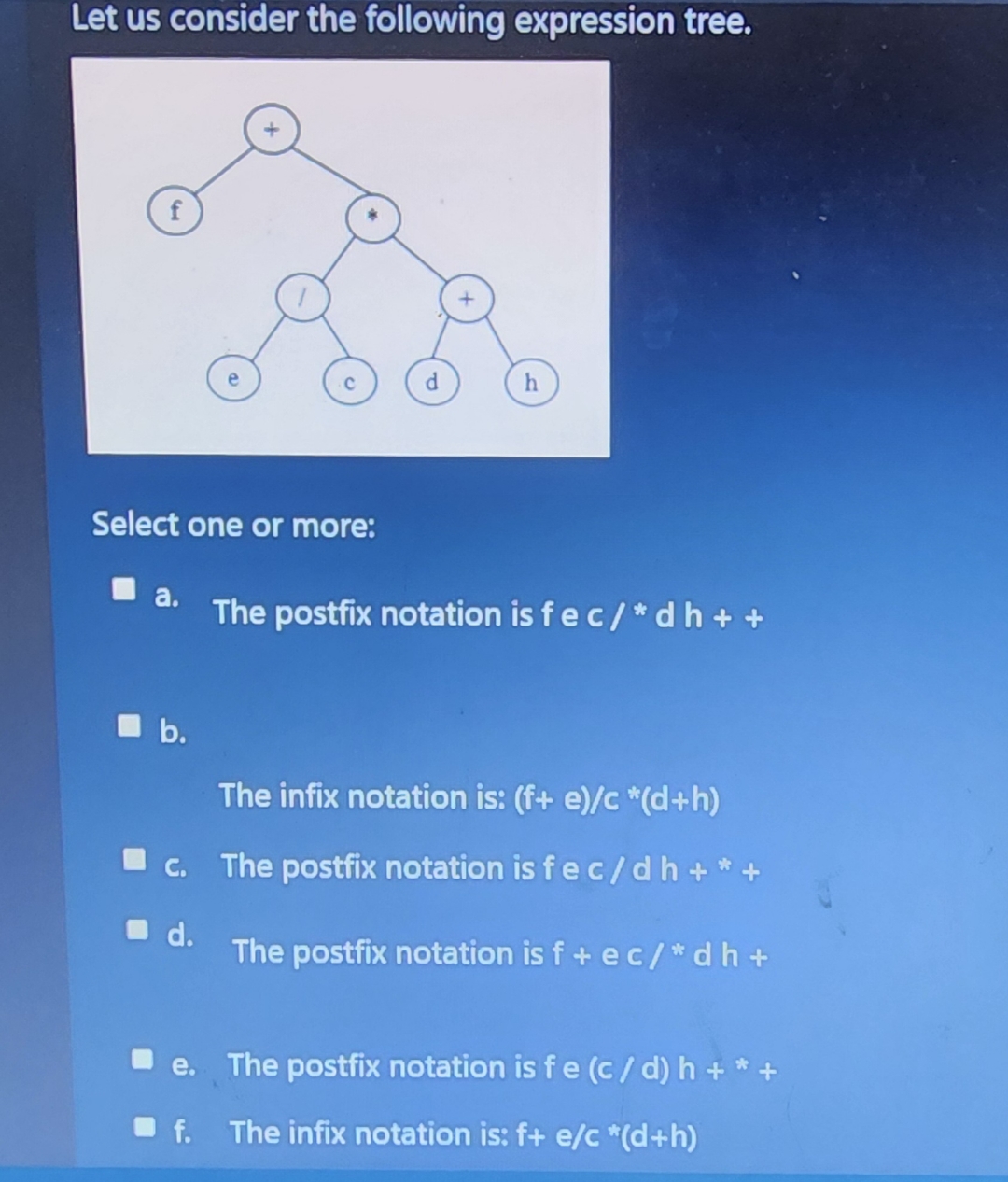 Let us consider the following expression tree.