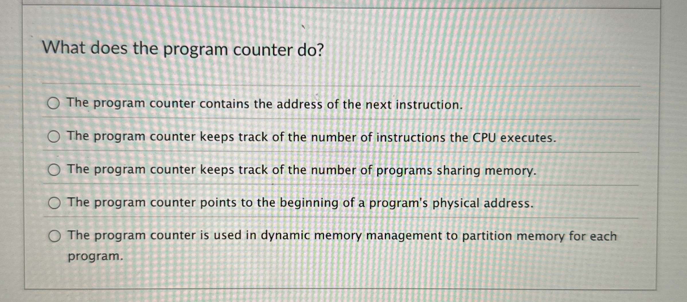 What does the program counter do ? The program