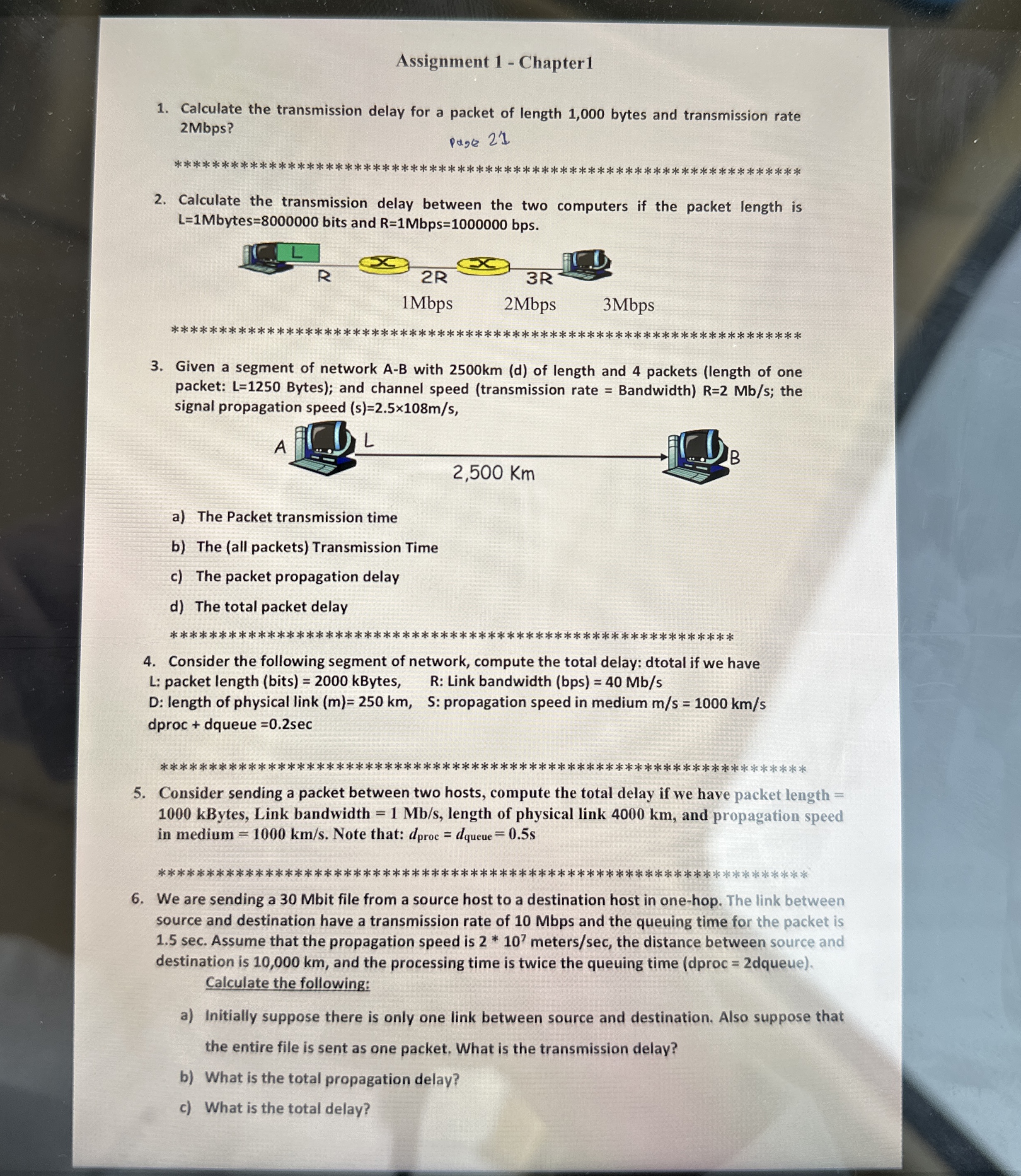 Assignment 1 - Chapter 1 Calculate the