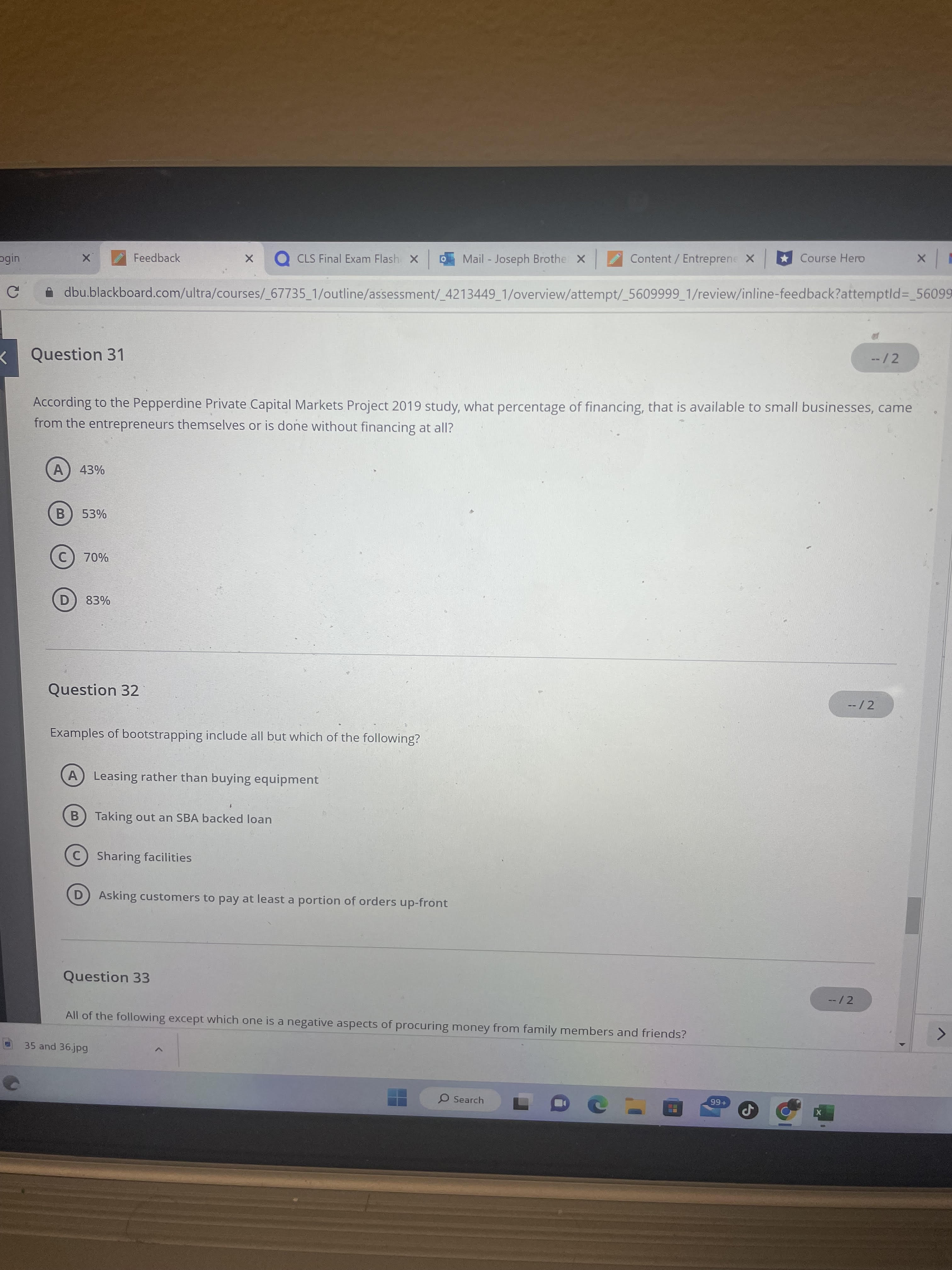 pgin X Feedback X CLS Final Exam Flash X o Mail -