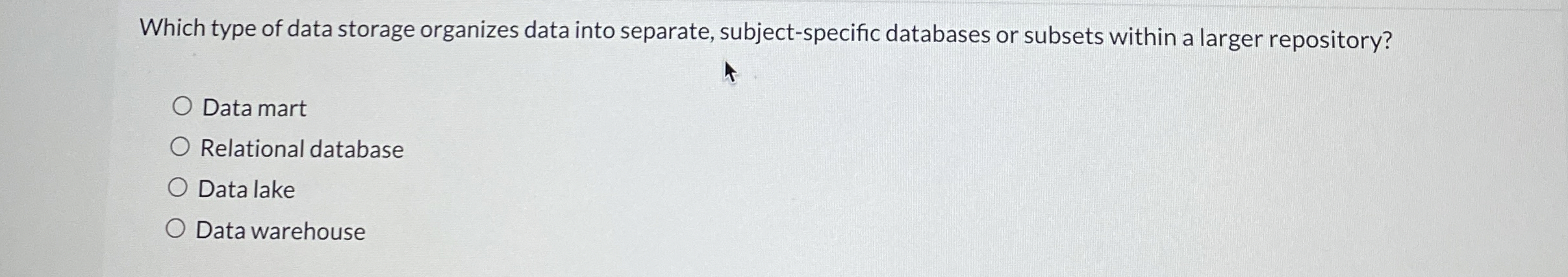 Which type of data storage organizes data into