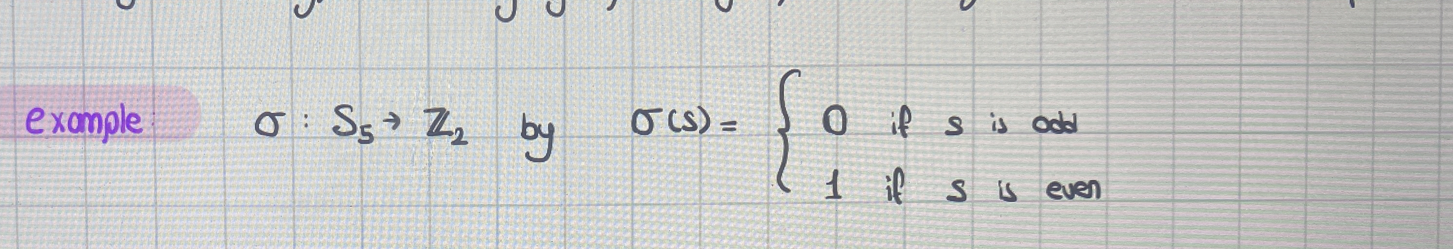 example : S 5 Z 2 by ( s ) = { 0 i f s i s o d d