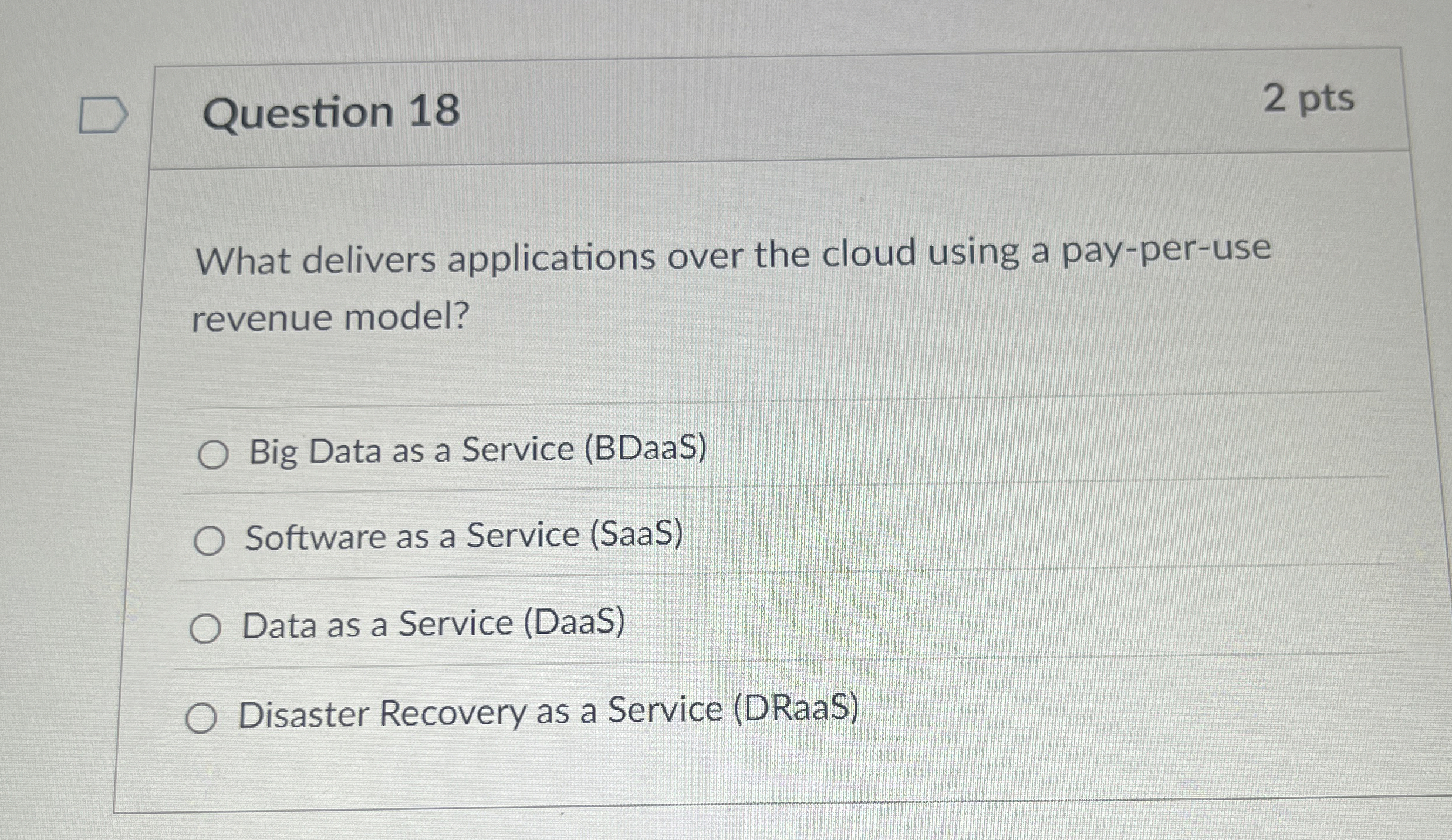 Question 1 8 What delivers applications over the