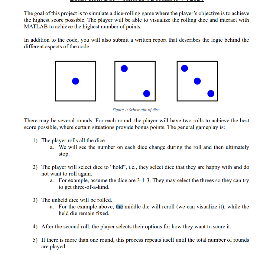 Code The Project in MATLAB, and make sure to view