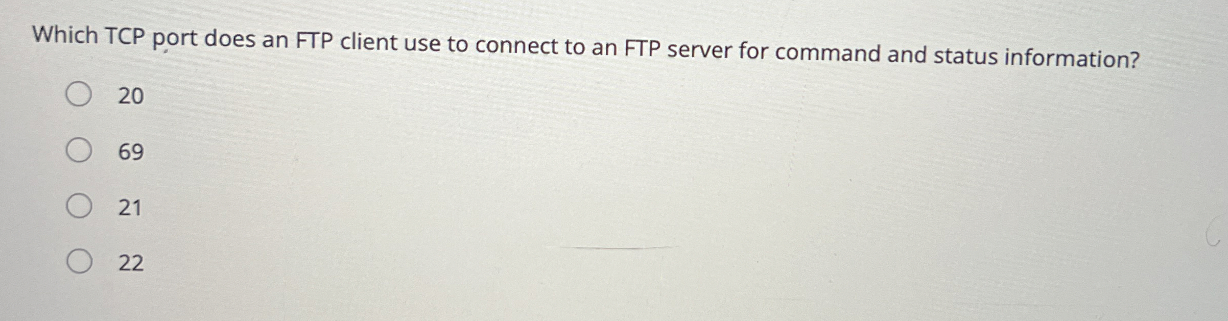 Which TCP port does an FTP client use to connect