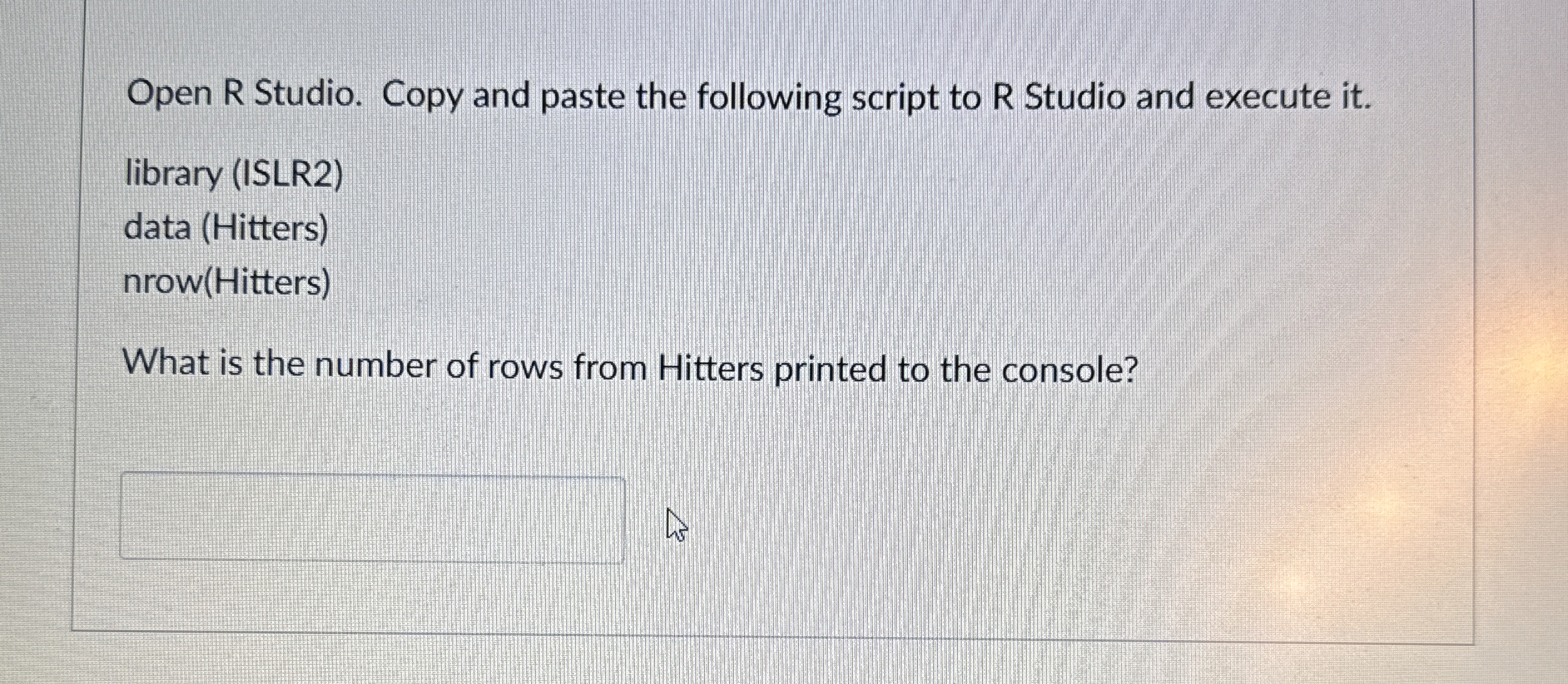 Open R Studio. Copy and paste the following