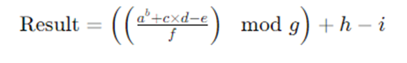 In Python Given the formula: Result = ( ( ( a ^ (