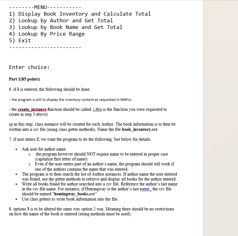 For this assignment, you will be building on M 4