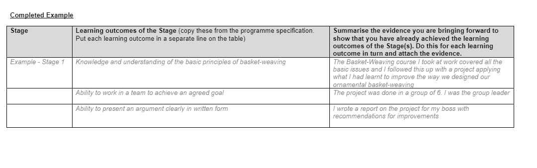 Please assist Using this as an example fill out