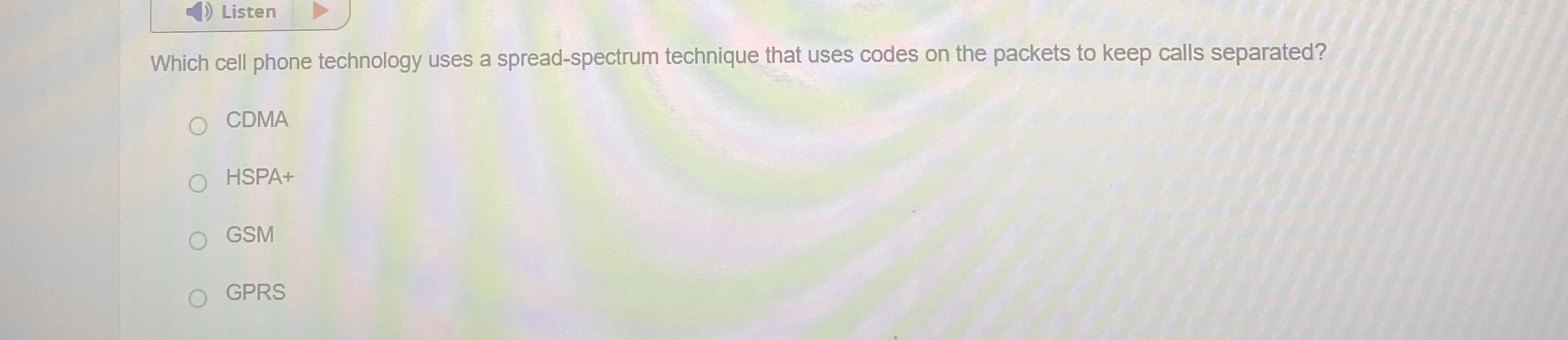 Which cell phone technology uses a spread -