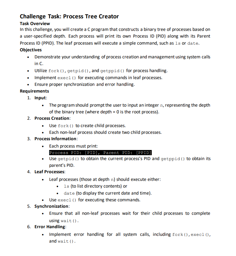 Challenge Task: Process Tree Creator Example Flow