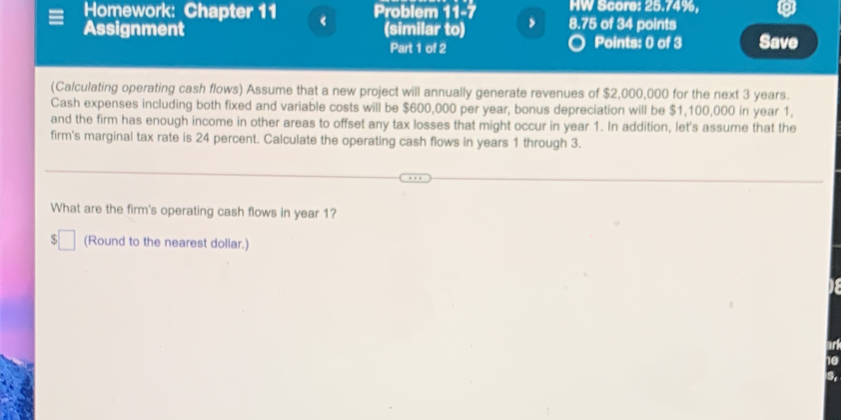 12 E Homework: Chapter 11 Problem 11-7 HW Score: