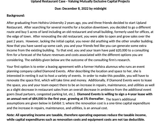 Upland Restaurant Case - Valuing Mutually