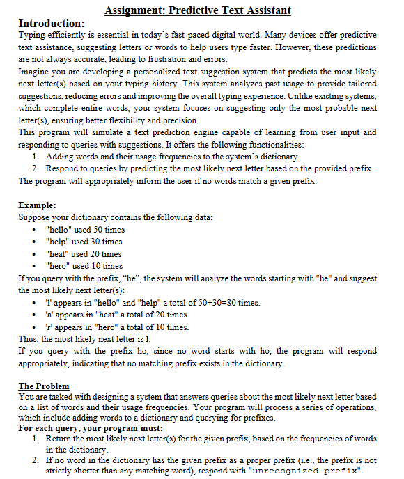 Assignment: Predictive Text Assistant