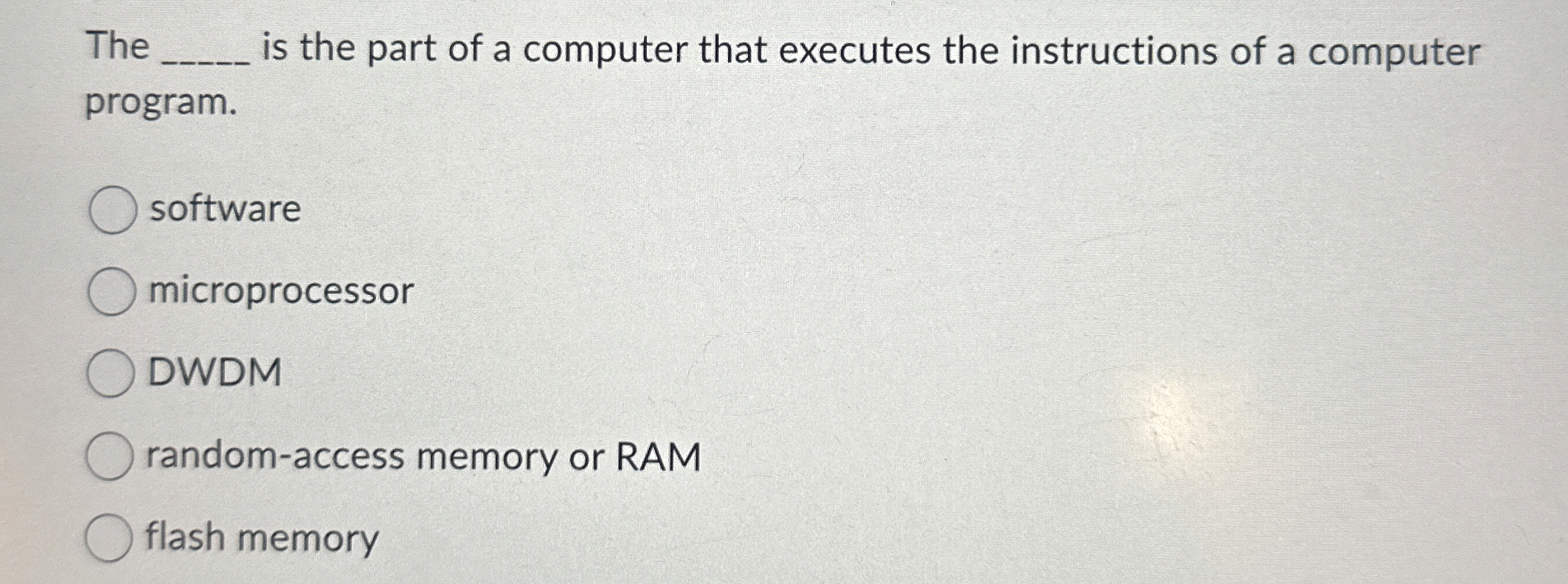The is the part of a computer that executes the