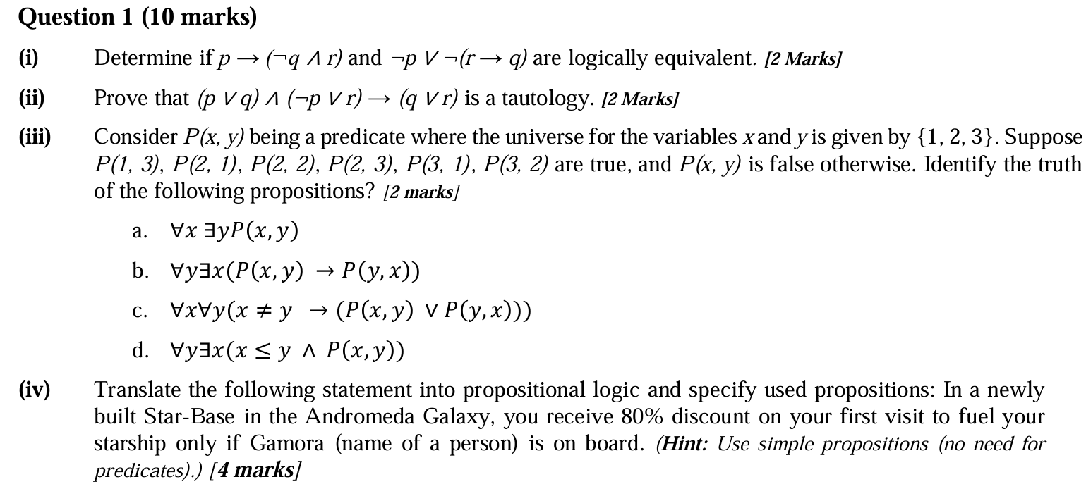 ( iv ) Translate the following statement into