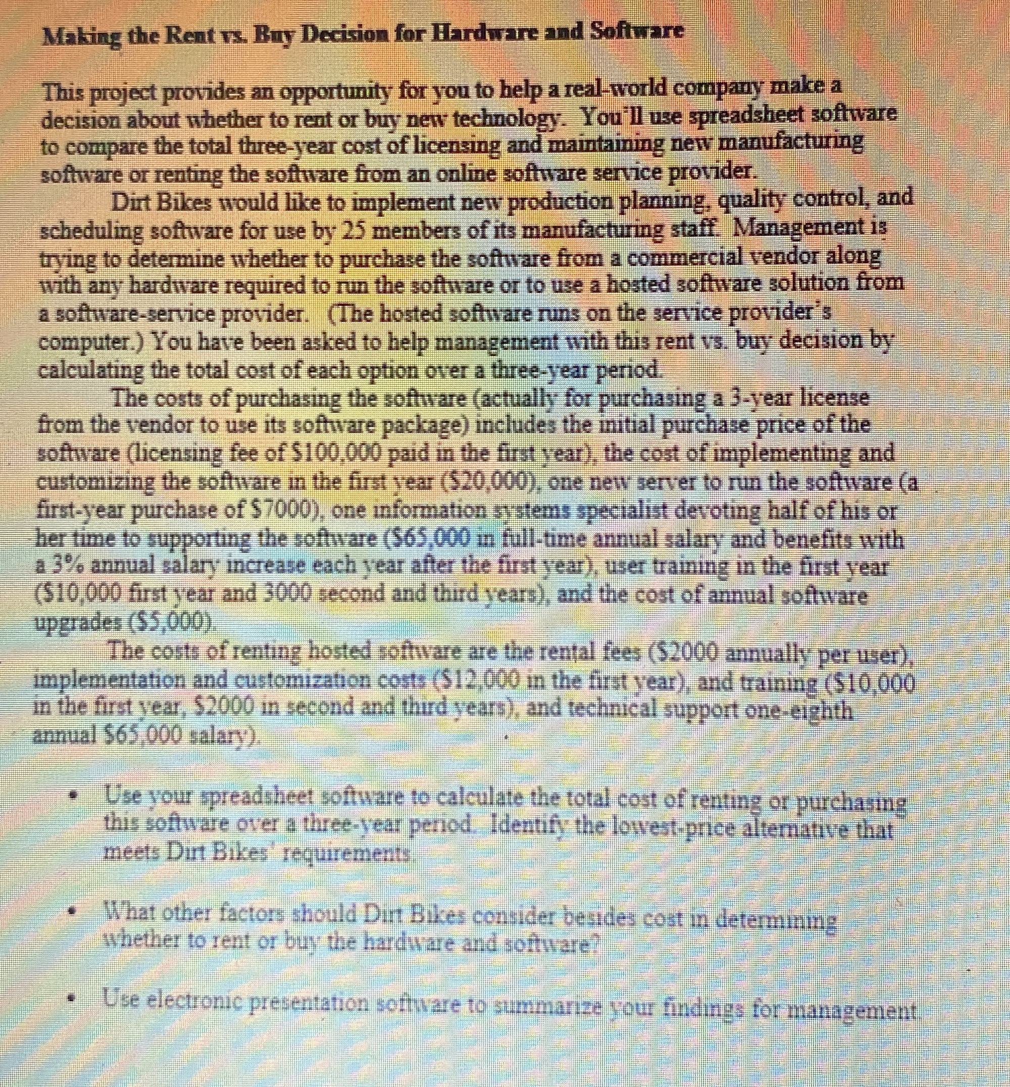 Making the Rent vs . Bny Decision for Hardware