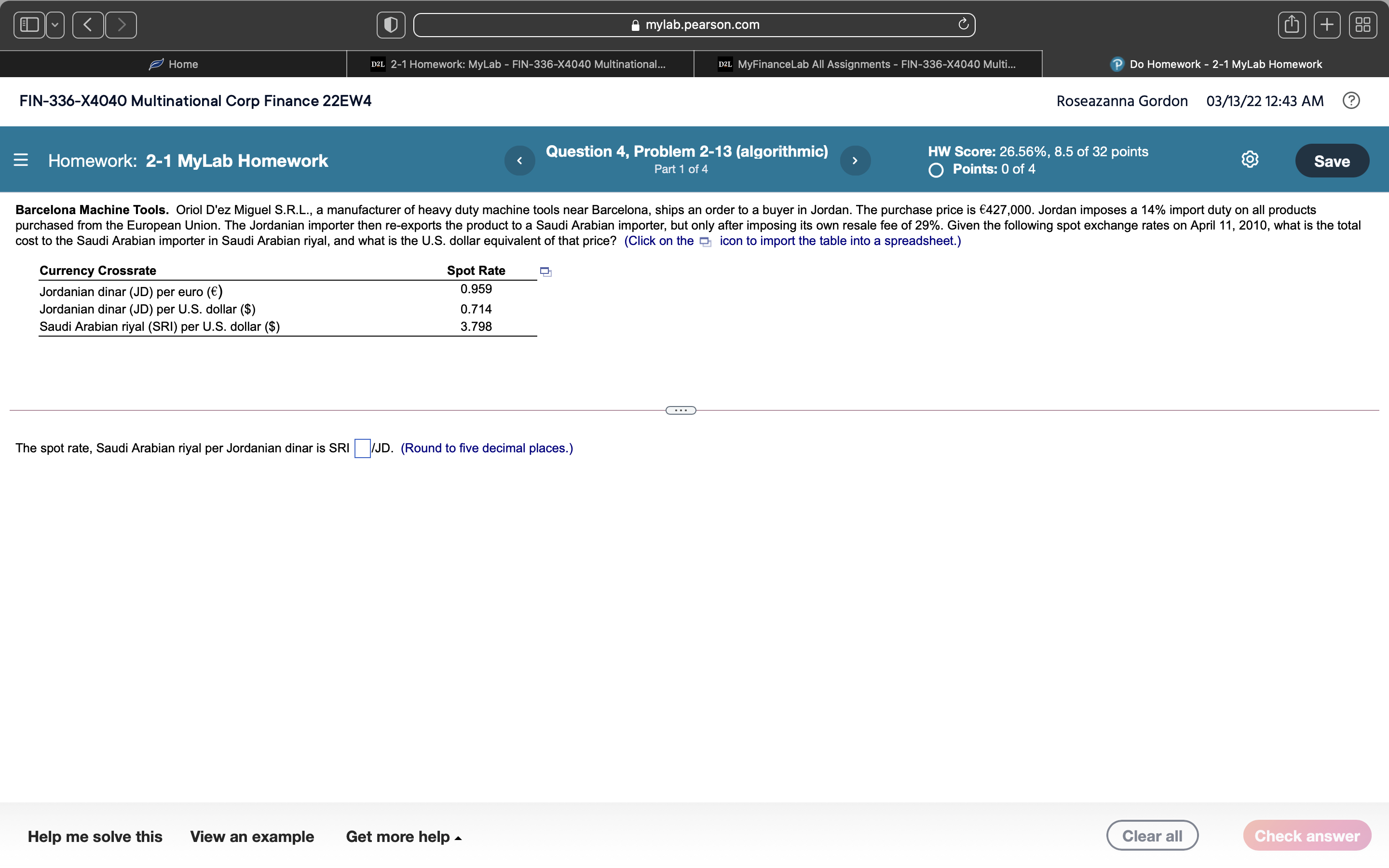 mylab.pearson.com C + 88 Home D2L 2-1 Homework: