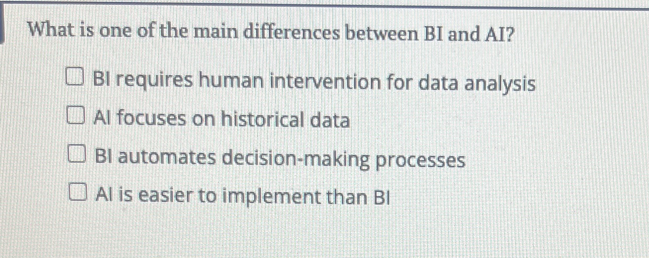 What is one of the main differences between BI