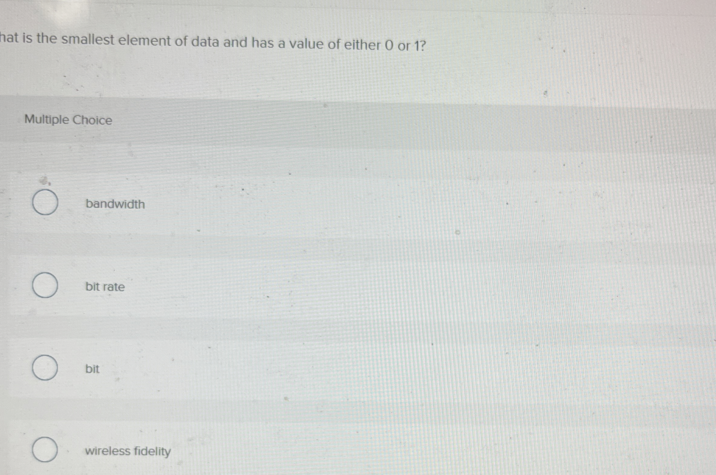 hat is the smallest element of data and has a