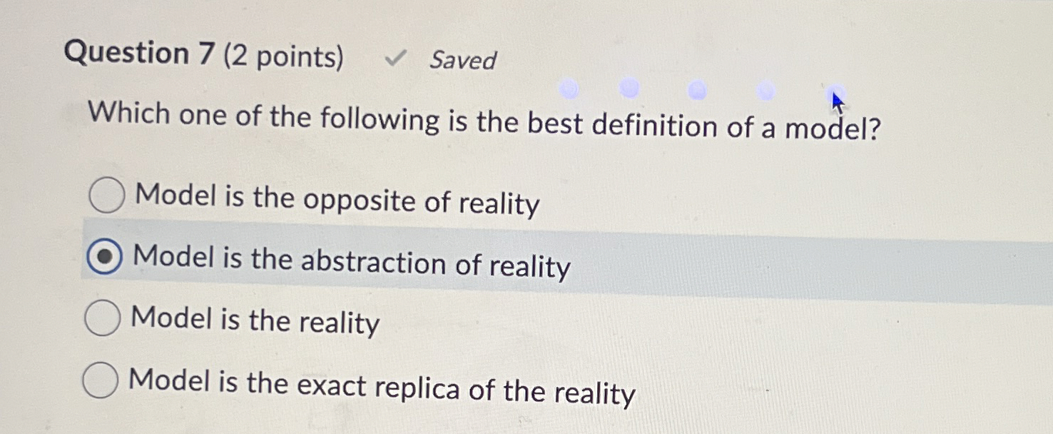 Question 7 ( 2 points ) Which one of the