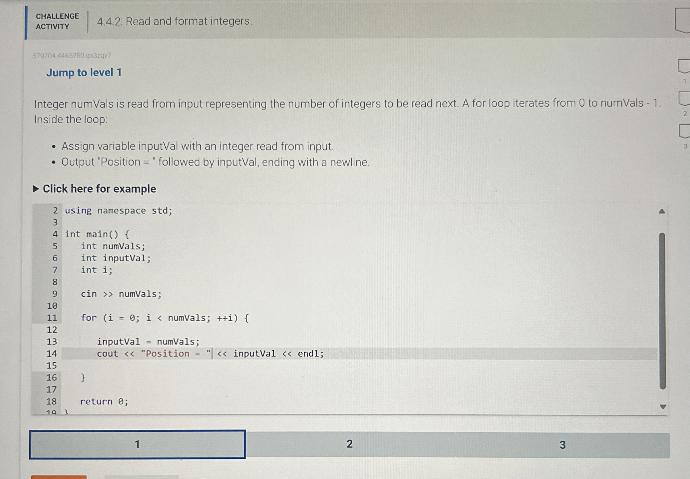 CHALLENGE ACTIVITY 4 . 4 . 2 : Read and format