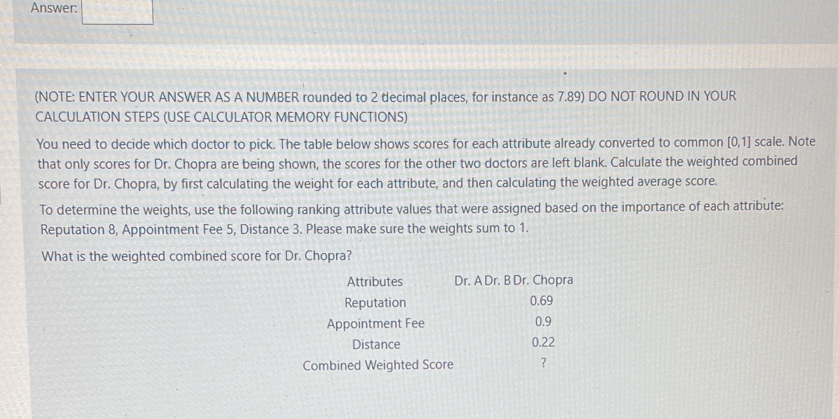 Answer: (NOTE: ENTER YOUR ANSWER AS A NUMBER