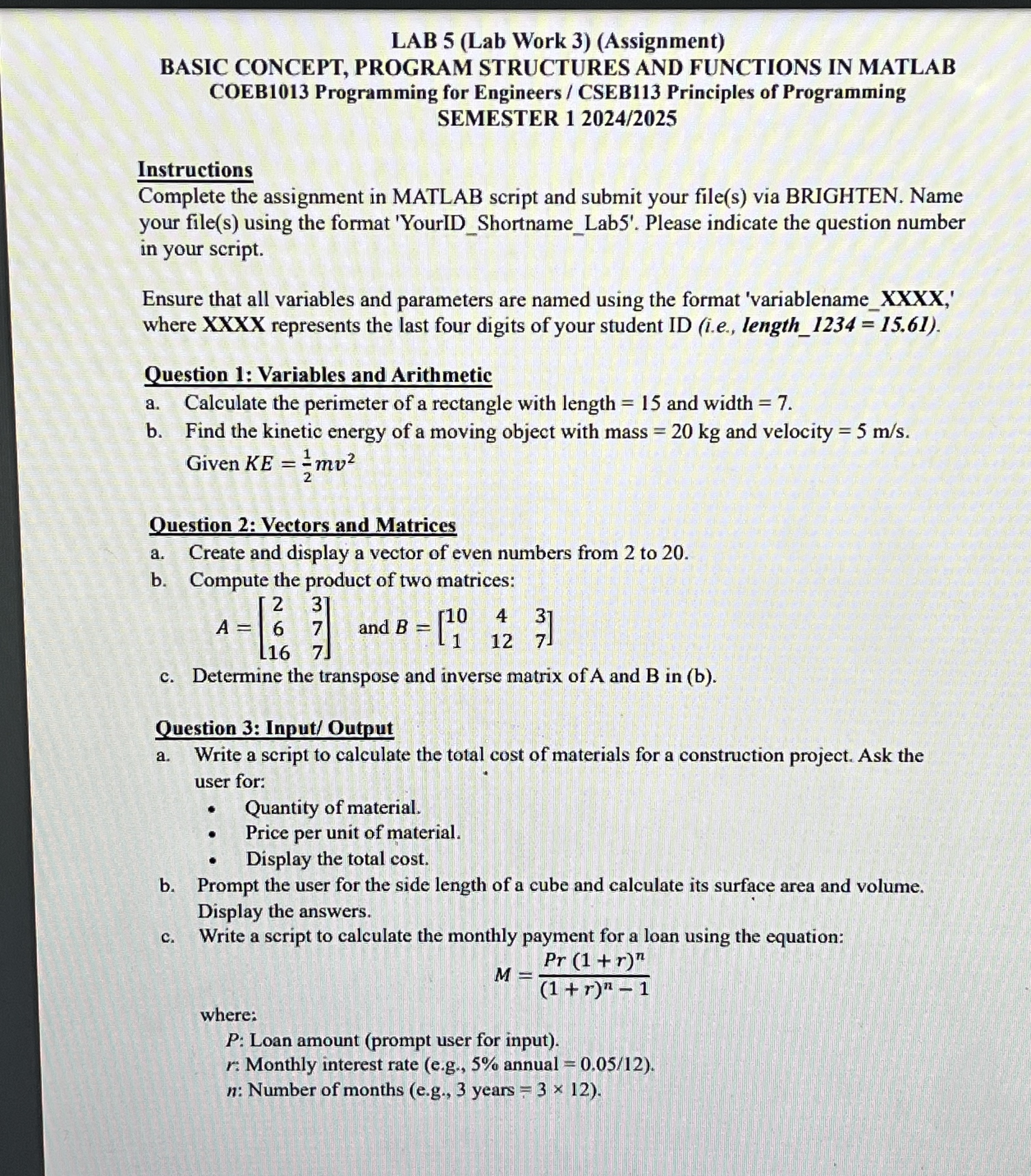 LAB 5 ( Lab Work 3 ) ( Assignment ) BASIC