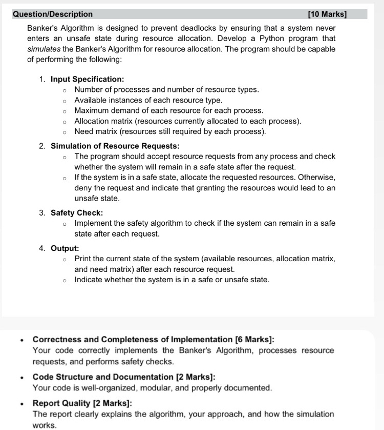 Question / Description [ 1 0 Marks ] Banker's