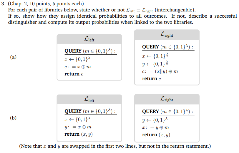 3 . ( Chap . 2 , 1 0 points, 5 points each ) For