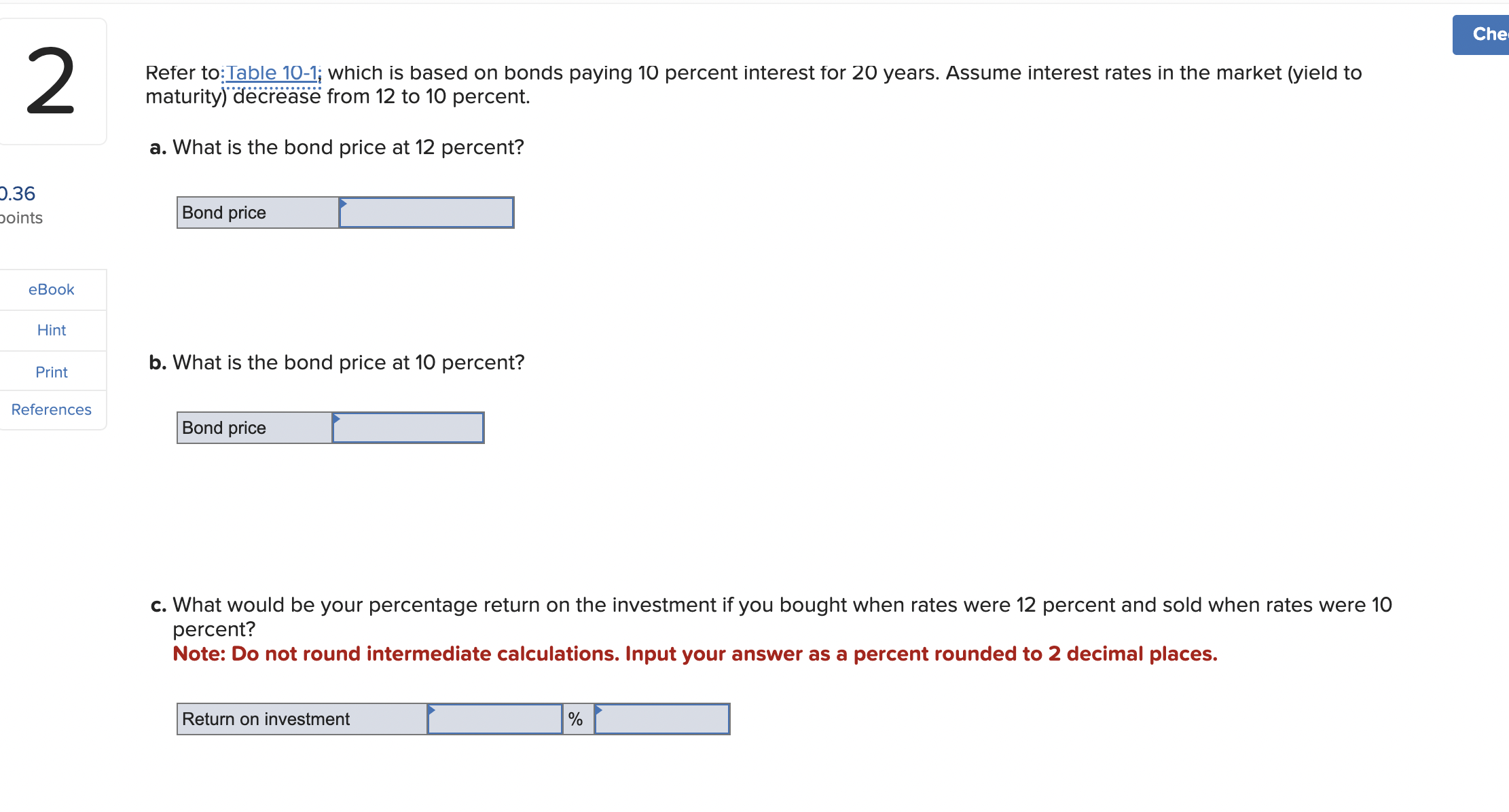 Table 10-1 Bond price table (10% Interest